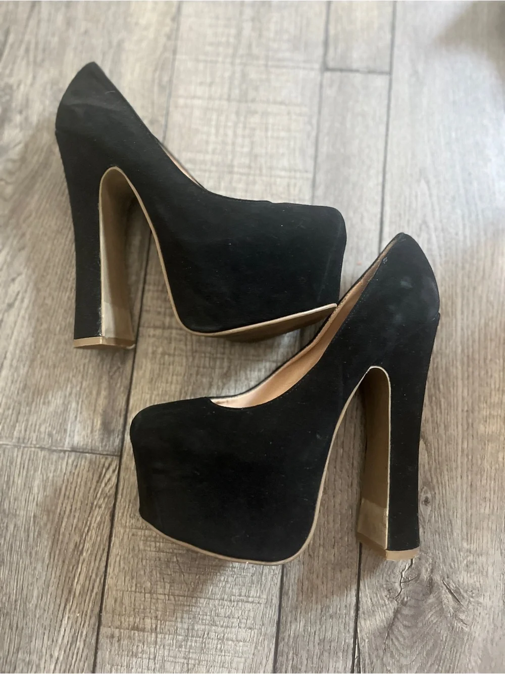 Dolce Vita Black Velvet Platform Pumps with High Block Heel